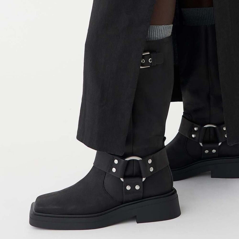 Vagabond Eyra Leather Moto Boot in Off Black Size 40 US 10 NEW - Picture 1 of 13